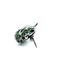 Cute Tsavorite Mouse Brooch in 18 Karat Blackened White Gold