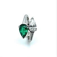 Enchanted 1.25 Carat Emerald and Diamond Toi et Moi Ring in Platinum