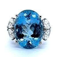 Aquamarine Ring with Diamonds in 14 Karat White Gold