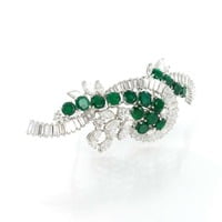 Emerald And Diamond Brooch in Platinum 950 Emerald And Diamond Brooch in Platinum 950