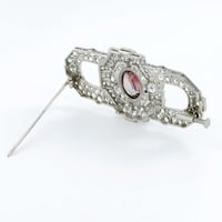 Art Deco Tourmaline and Diamond Platinum Brooch