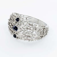 Decorative Sapphire and Diamond Bangle in White Gold 18 Karat