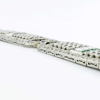 Magnificent Emerald and Diamond Platinum Art Deco Bracelet