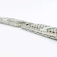 Magnificent Emerald and Diamond Platinum Art Deco Bracelet Magnificent Emerald and Diamond Platinum Art Deco Bracelet