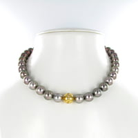 Multicolored Tahitian Cultured Pearl and Diamond Necklace Multicolored Tahitian Cultured Pearl and Diamond Necklace