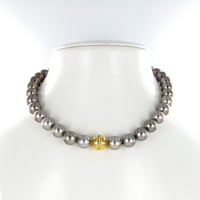 Multicolored Tahitian Cultured Pearl and Diamond Necklace