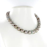 Tahitian Cultured Pearl Necklace with White Gold Ball Fermoir