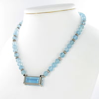 24.24 Carat Aquamarine Necklace in 18 Karat White Gold with Diamonds