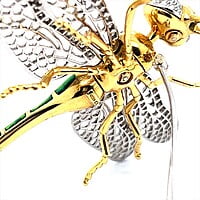 Bucherer Dragonfly Brooch with Diamonds in 18 Karat Yellow and White Gold