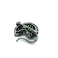 Cute Tsavorite Mouse Brooch in 18 Karat Blackened White Gold