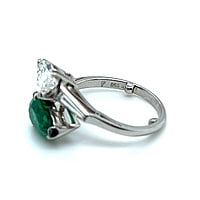 Enchanted 1.25 Carat Emerald and Diamond Toi et Moi Ring in Platinum