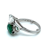 Enchanted 1.25 Carat Emerald and Diamond Toi et Moi Ring in Platinum Enchanted 1.25 Carat Emerald and Diamond Toi et Moi Ring in Platinum