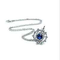 Adorable Snowflake Pendant in 18K White Gold with Natural Sapphire and Diamonds