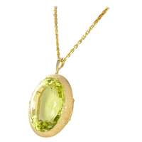 Massive Lemonquarz Pendant Necklace in Yellow Gold 750