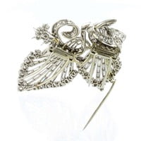 Beautiful Diamond Double Clip Brooch in Platinum 950 Beautiful Diamond Double Clip Brooch in Platinum 950