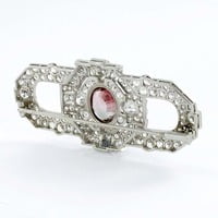 Art Deco Tourmaline and Diamond Platinum Brooch