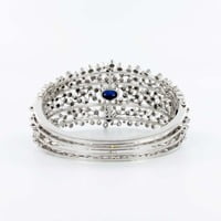 Decorative Sapphire and Diamond Bangle in White Gold 18 Karat