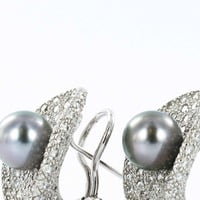 Fabulous Tahitian Cultured Pearl Diamond Earclips