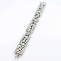 Magnificent Emerald and Diamond Platinum Art Deco Bracelet