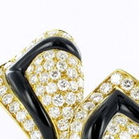 Pair of 18 Karat Gold, Black Chalcedony Diamond Earclips