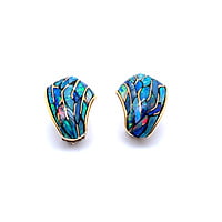 Black Opal Earrings in 18 Karat Rose Gold Black Opal Earrings in 18 Karat Rose Gold