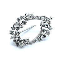 Floral Gübelin Brooch with Diamonds in 18 Karat White Gold