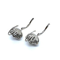 Charming Diamond Daisies Earrings in 14 Karat White Gold