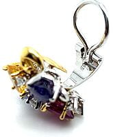 Playful Multi-Colored Sapphire Earrings in 18 Karat White and Yellow Gold