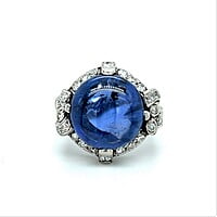 Alluring Sapphire Ring in Platinum with Old Cut Diamonds
