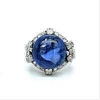 Alluring Sapphire Ring in Platinum with Old Cut Diamonds Alluring Sapphire Ring in Platinum with Old Cut Diamonds
