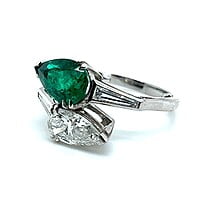 Enchanted 1.25 Carat Emerald and Diamond Toi et Moi Ring in Platinum