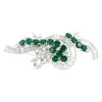 Emerald And Diamond Brooch in Platinum 950