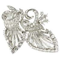 Beautiful Diamond Double Clip Brooch in Platinum 950 Beautiful Diamond Double Clip Brooch in Platinum 950
