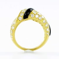 Black Chalcedony Diamond Gold Ring