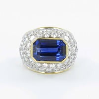Sapphire Diamond Yellow and White Gold Ring