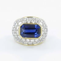 Sapphire Diamond Yellow and White Gold Ring Sapphire Diamond Yellow and White Gold Ring