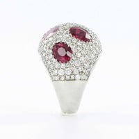Certified Ruby and Diamond Platinum Cocktail Ring