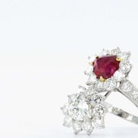 Gübelin Report Burma Ruby Diamond Toi et Moi Platinum Ring Gübelin Report Burma Ruby Diamond Toi et Moi Platinum Ring