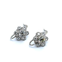 Charming Diamond Daisies Earrings in 14 Karat White Gold