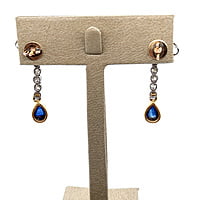 Lovely Diamond and Sapphire Bow-Earrings in Yellow Gold and Platinum