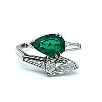 Enchanted 1.25 Carat Emerald and Diamond Toi et Moi Ring in Platinum Enchanted 1.25 Carat Emerald and Diamond Toi et Moi Ring in Platinum