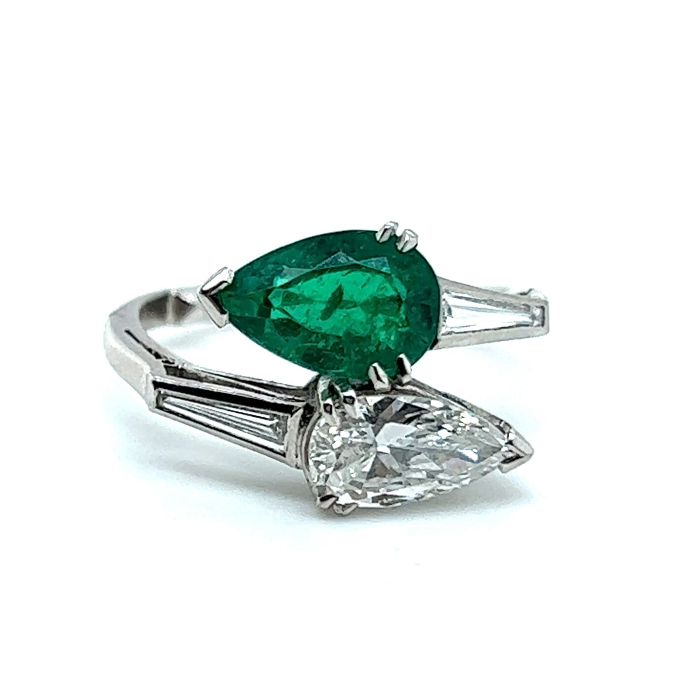 Enchanted 1.25 Carat Emerald and Diamond Toi et Moi Ring in Platinum Enchanted 1.25 Carat Emerald and Diamond Toi et Moi Ring in Platinum