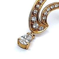 Charming Brooch in 18 Karat Yellow Gold with Emeralds and Diamonds Charming Brooch in 18 Karat Yellow Gold with Emeralds and Diamonds