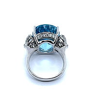 Aquamarine Ring with Diamonds in 14 Karat White Gold