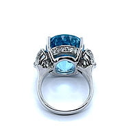 Aquamarine Ring with Diamonds in 14 Karat White Gold Aquamarine Ring with Diamonds in 14 Karat White Gold