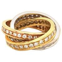 Three Colored Triology Ring with Diamonds