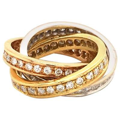 Three Colored Triology Ring with Diamonds