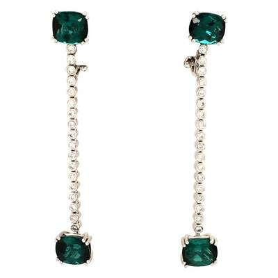 Tourmaline and Diamond White Gold Earhangers