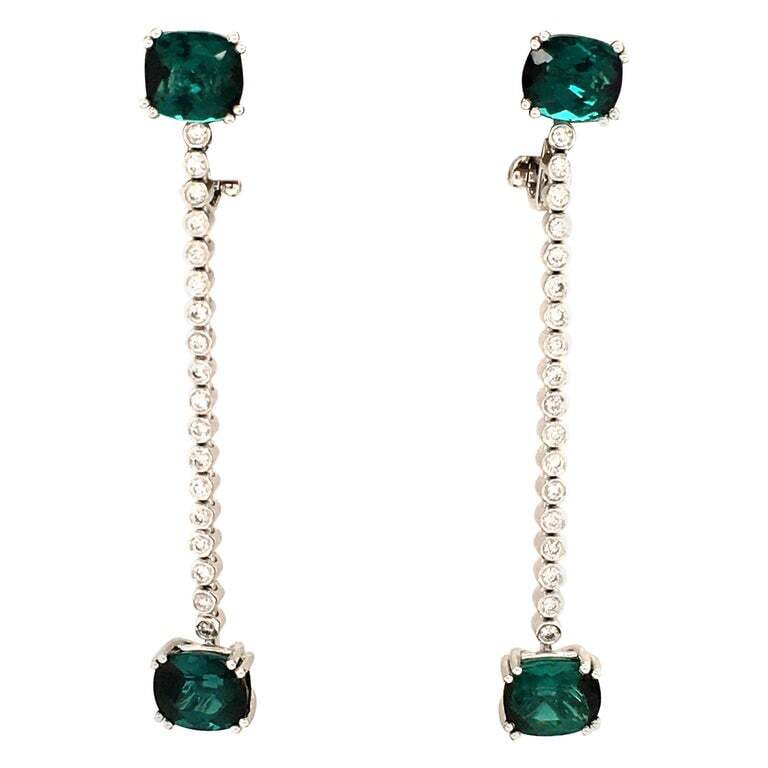 Tourmaline and Diamond White Gold Earhangers