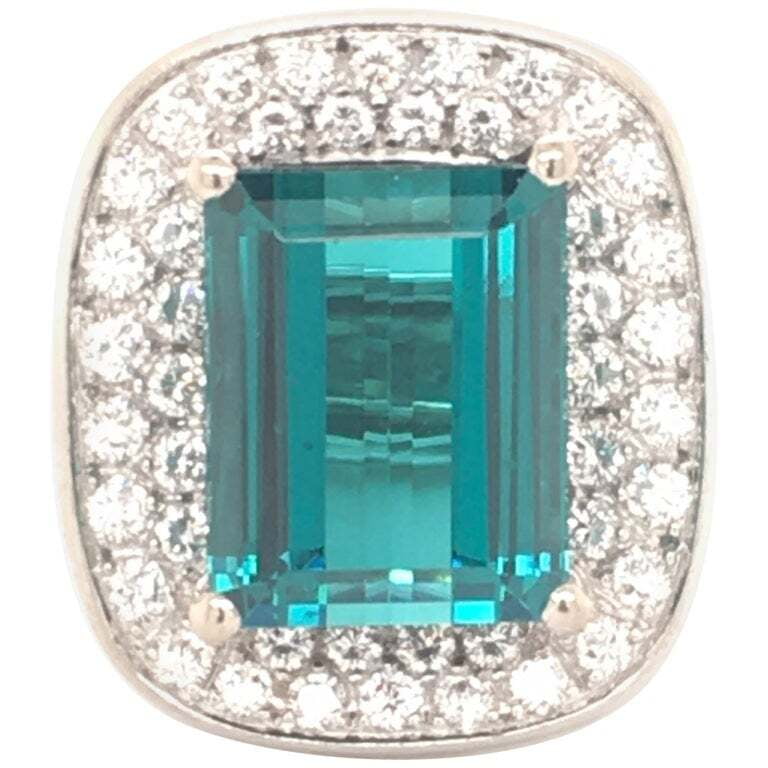 Tourmaline Diamond White Gold Cocktail Ring